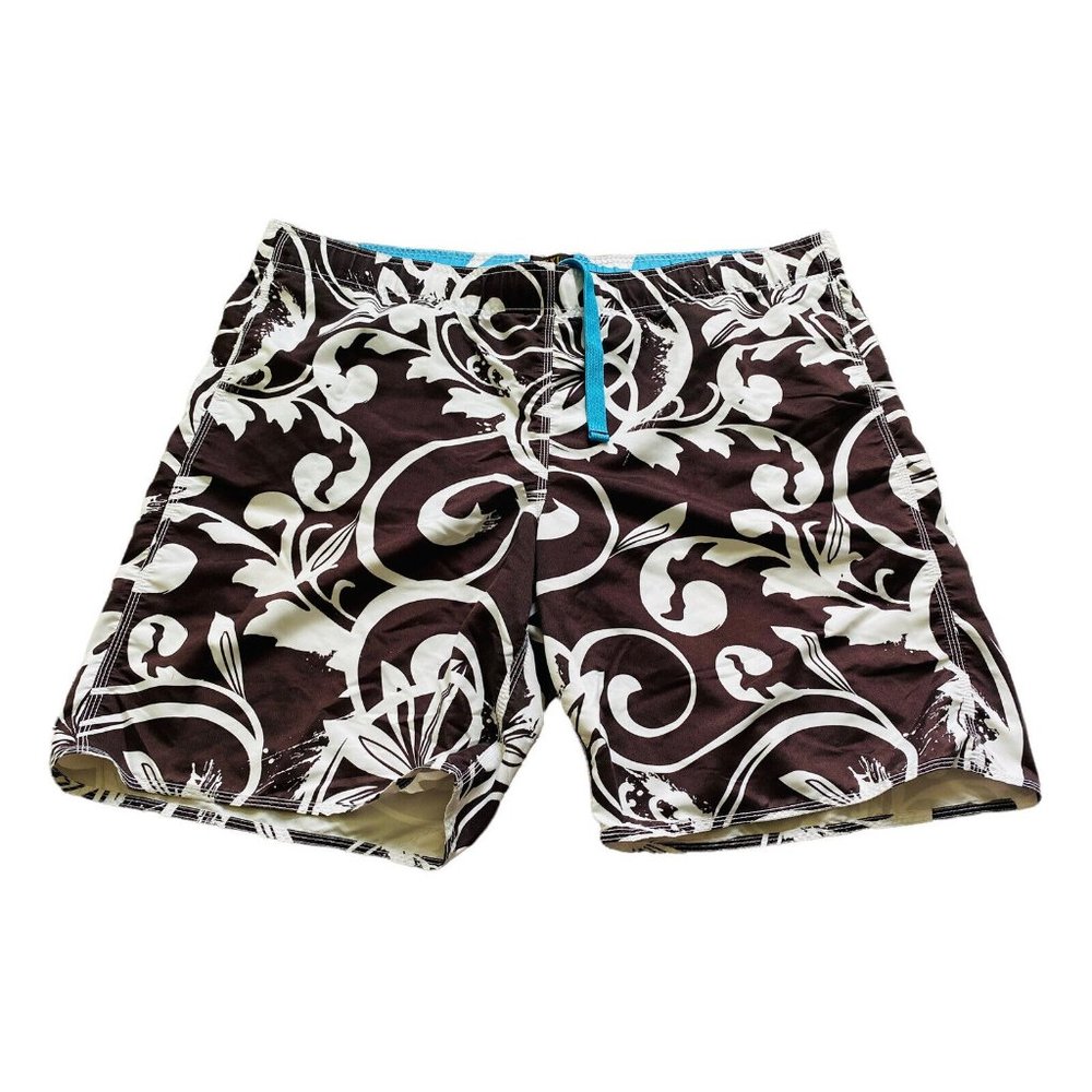Old Navy Men's Swim Trunks XXL Tropical Brown White Shorts (X)